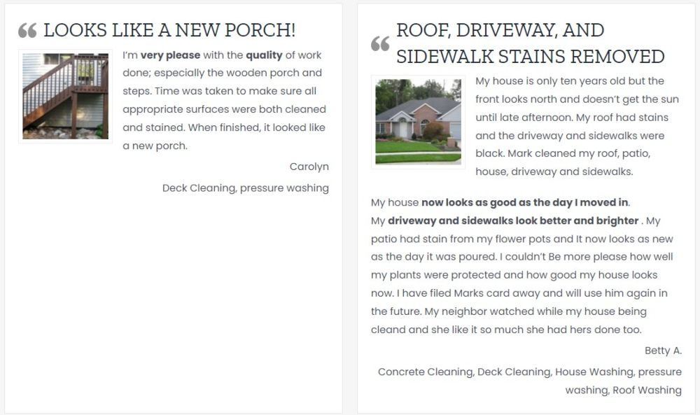 customer reviews for M&D power washing services in Fort Wayne